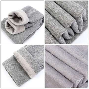 BOOPH Girls Winter Leggings Fleece Lined Kids Basic Pants for 6-7 Years Black