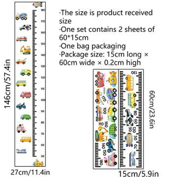 Dreothy Cartoon Car Height Growth Chart for Kids Removable Measure Wall Ruler for Children Nursery W...