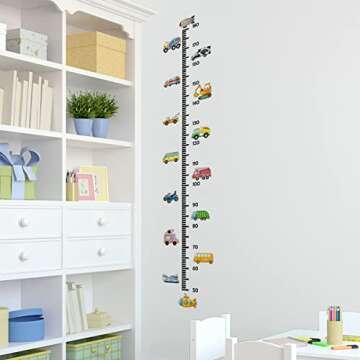 Dreothy Cartoon Car Height Growth Chart for Kids Removable Measure Wall Ruler for Children Nursery Wall Decor Baby Bedroom Toddler Living Room Playroom Decor (Car)