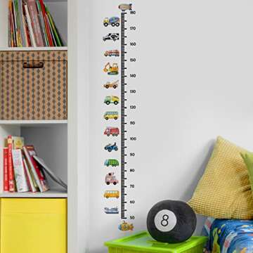 Dreothy Cartoon Car Height Growth Chart for Kids Removable Measure Wall Ruler for Children Nursery Wall Decor Baby Bedroom Toddler Living Room Playroom Decor (Car)