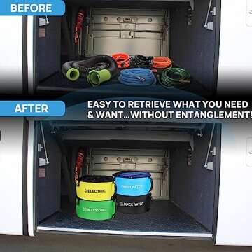 4 Pack Waterproof RV Hose Storage Bags, RV Accessories for Inside, RV Utility Bag for 4 Colors Organization, Store Your Fresh Water Sewer Hoses Electrical Cords & Accessories with Our RV Storage Bag