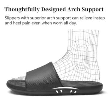 Frykun Mens Slides Shower Shoes Bath Slippers House Slip-on Sandals Waterproof Flip-flops for Bathro...