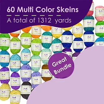 Mira Handcrafts 60 Yarn Skeins for Knitting and Crochet