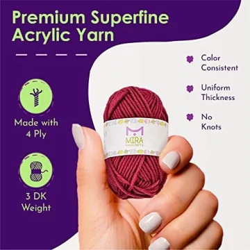 Mira Handcrafts 60 Yarn Skeins for Knitting and Crochet