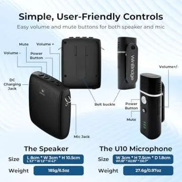 WinBridge Portable Voice Amplifier with Wireless Lavalier Microphone,Teacher Mic with Speaker,Wireless Lapel Amplifier for Teachers, Clip On Microphone System Bluetooth Speaker,Mini Megaphone WB006