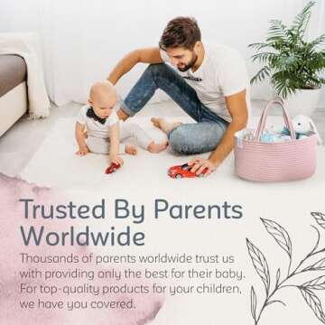 KiddyCare Diaper Caddy Organizer for Baby Nursery Basket with Handle Lid Nursing Caddy with Changing Table Organizer Cart Newborn Caddy Rosy (Floral Print) X-Large