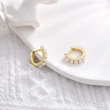 Elegant MOROTOLE 925 Silver Pearl Huggie Hoops Earrings