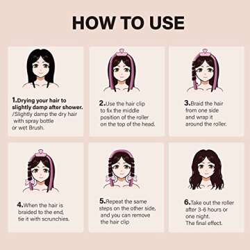 Hair Rollers for Heatless Overnight Curls - Soft Rubber Curling Rod Headband and Hair Claw Clip Set - Satin Pink