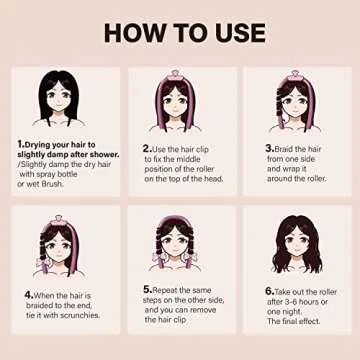 Hair Rollers for Heatless Overnight Curls - Soft Rubber Curling Rod Headband and Hair Claw Clip Set - Satin Pink