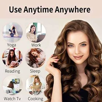 Hair Rollers for Heatless Overnight Curls - Soft Rubber Curling Rod Headband and Hair Claw Clip Set - Satin Pink