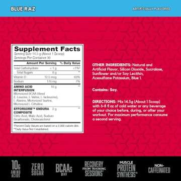 BSN Amino X Muscle Recovery & Endurance Powder with BCAAs, Intra Workout Support, 10 Grams of Amino ...