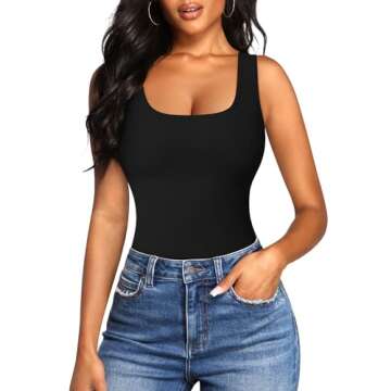 SCARBORO Compression Shapewear Tank Tops for Women Tummy Control Cami Square Neck Camisole Tanks Shaper