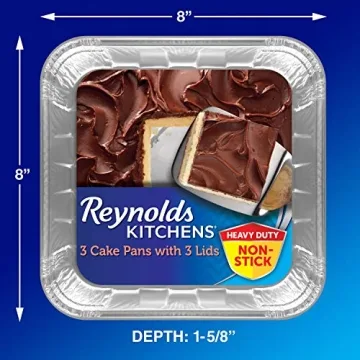 Reynolds Aluminum Baking Pans with Snug Lids, 8x8 Inches
