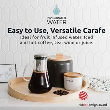 Invigorated Water pH Replenish Glass Alkaline Water Pitcher - Long Lasting Water Filter Pitcher for Pure Drinking Water - Water Jug for High pH Filtered Water - 1.8 L / 61 Oz