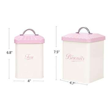 X649 Pink Metal Square Home Kitchen Gifts Bread Bin/Box/Container Biscuit Tea Coffee Sugar Tin Canister Set (Pink)