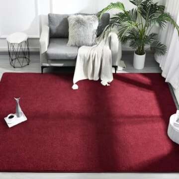 FlyDOIT Rose Red Area Rugs - Thick Memory Foam Indoor Carpets for Home Decor