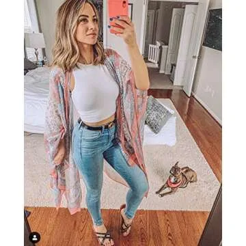 Moss Rose Summer Kimono Cover Up for Women