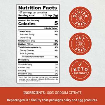 Judee’s Sodium Citrate - 100% Non-GMO, Keto-Friendly - Gluten-Free and Nut-Free - Food Grade - Gre...