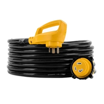 Camco Power Grip 25-Ft 30 Amp RV Extension Cord with Locking End - 125V / 3,750W, Weatherproof & 90?...