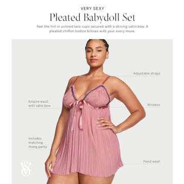 Victoria's Secret Pleated Babydoll, Dusk Mauve, Small