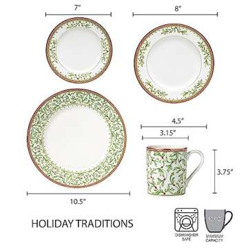 Mikasa Holiday Traditions Dinnerware Set with Mugs (16 Piece)