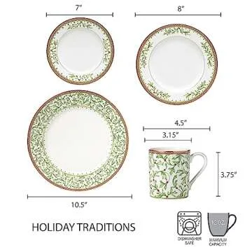 Mikasa Holiday Traditions Dinnerware Set with Mugs (16 Piece)