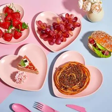 Suclain Heart Shaped Plates Set for Romantic Occasions