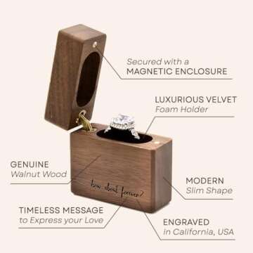 MUUJEE How About Forever - Engraved Wooden Proposal Ring Box, Ring Bearer Box for Wedding Ceremony, ...