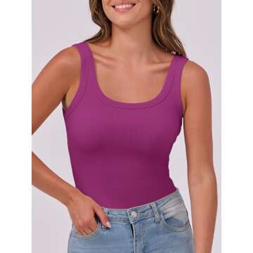 ANRABESS Womens Sleeveless Scoop Neck Tank Top Ribbed Fitted Summer Basic Slim Cute Tops 2025 Purple X-Small