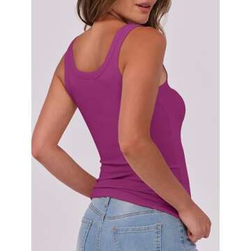 ANRABESS Womens Sleeveless Scoop Neck Tank Top Ribbed Fitted Summer Basic Slim Cute Tops 2025 Purple X-Small