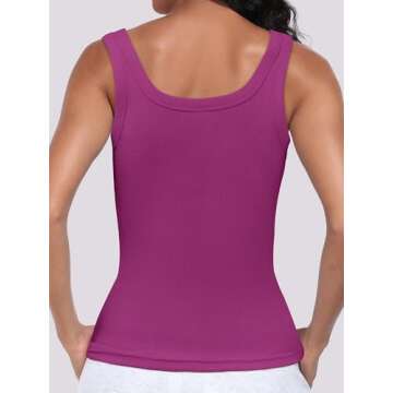 ANRABESS Womens Sleeveless Scoop Neck Tank Top Ribbed Fitted Summer Basic Slim Cute Tops 2025 Purple X-Small