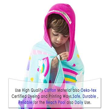 VOOVA & MOVAS Pink Whale Kids Hooded Beach Towel - 100% Cotton