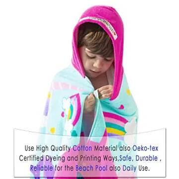VOOVA & MOVAS Pink Whale Kids Hooded Beach Towel - 100% Cotton