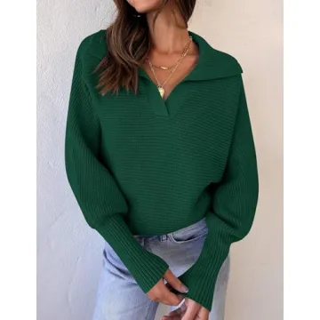 ZESICA Women's Cozy V Neck Fall Sweater Jumper Top