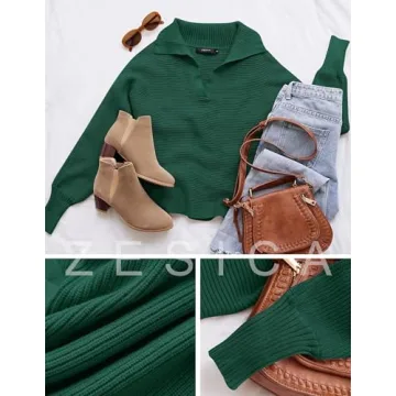 ZESICA Women's Cozy V Neck Fall Sweater Jumper Top