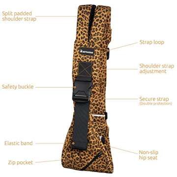 AUYEAZGO Toddler Sling, Ergonomic Baby Sling Carrier with Adjustable Strap, Soft Padding & Non-Slip Hip Seat, Perfect for Infant and Toddler(7-44 lbs), Leopard