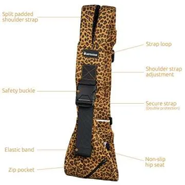 AUYEAZGO Toddler Sling, Ergonomic Baby Sling Carrier with Adjustable Strap, Soft Padding & Non-Slip Hip Seat, Perfect for Infant and Toddler(7-44 lbs), Leopard