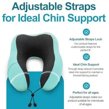 Adjustable Travel Pillow for Neck Support & Comfort, Lightweight Memory Foam Travel Neck Pillow for Sleeping - Washable & Breathable Plane Pillow for Traveling with Eyemask, Earplug & Carry Bag