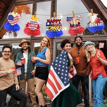 8pcs Honeycomb Centerpieces for Labor Day Celebrations