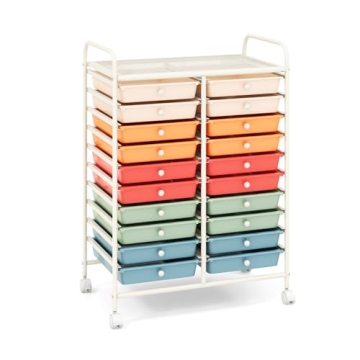 GOFLAME 20-Drawer Rolling Storage Cart, Multifunctional Art Craft Organizer Cart, Mobile Utility Sto...