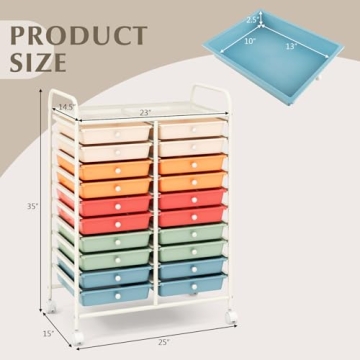 GOFLAME 20-Drawer Rolling Storage Cart for Organizing