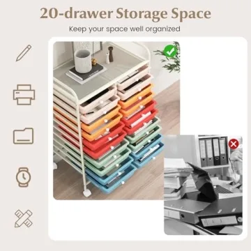 GOFLAME 20-Drawer Rolling Storage Cart for Organizing