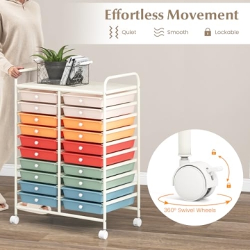 GOFLAME 20-Drawer Rolling Storage Cart for Organizing
