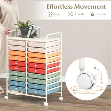 GOFLAME 20-Drawer Rolling Storage Cart for Organizing