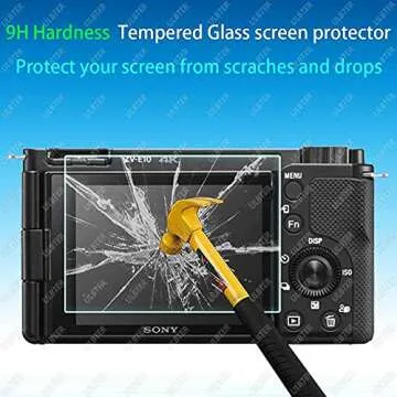 Screen Protector for Sony Alpha ZV-E10 ZVE10 ZV-1F ZV1F ZV-1 II ZV-1 ZVI ZV1II [Not for ZV-E10 II]Camera & Hot Shoe Cover ,ULBTER 0.3mm 9H Hardness Tempered Glass Cover Anti-Scrach Anti-Bubble [3+2 Pack]
