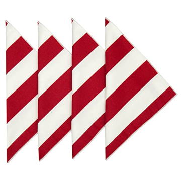 Red Stripe Cloth Napkins for Holidays, Set of 4, 100% Cotton