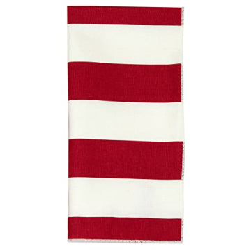 Red Stripe Cloth Napkins for Holidays, Set of 4, 100% Cotton