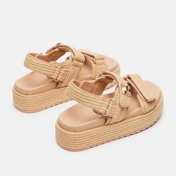 DOEYG Raffia Platform Wedge Sandals for Women Comfort Style