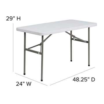 Flash Furniture Elon 4' Rectangular All-Occasion Plastic Folding Event Table, Foldable Portable Banquet Table for Indoor/Outdoor Events, White