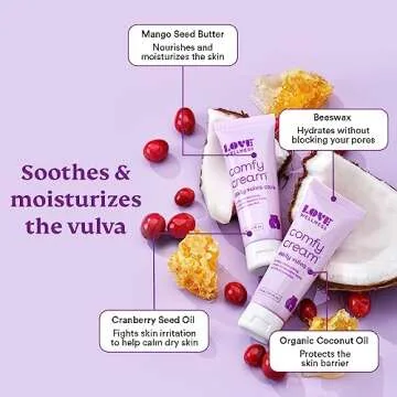 Love Wellness Comfy Cream, pH Balancing Cleanser & Wipes | Vulva Moisturizer, Feminine Wipes & Wash Set | Nourishing Vaginal Health Support for pH Balance, Dry & Sensitive Vulva | Fragrance-Free